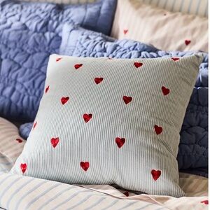 NEW Anthropologie Velvet Corduroy Embroidered Icon Pillow 18x18”